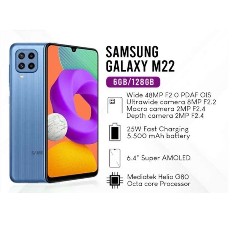Spesifikasi dan Fitur Handphone Galaxy M22 Terbaru